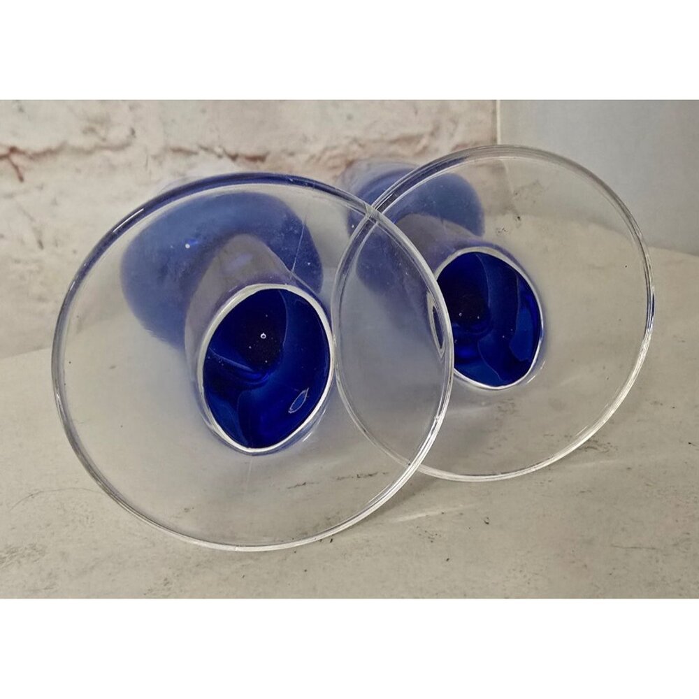 Pair of Bormioli Rocco Into The Blue Italian Art Glass Champagne Flutes Glasses - Picture 4 of 5